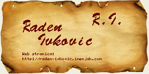 Raden Ivković vizit kartica